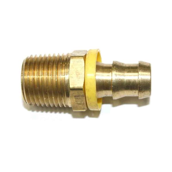 Interstate Pneumatics Easy Lock Brass Hose Fittings, Connectors, 1/2 Inch Push-Lock Barb x 1/2 Inch Male NPT End FL188 - main